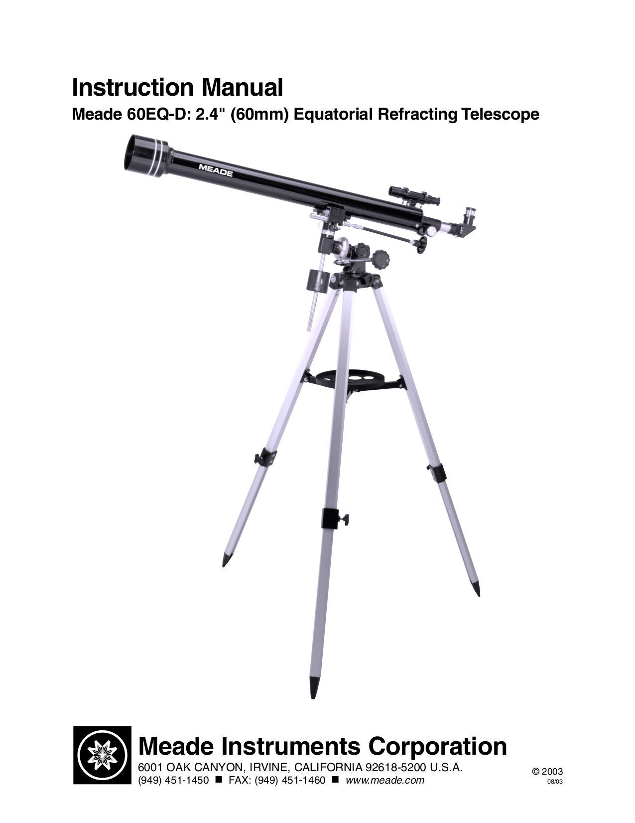 PDF manual for Meade Telescope DS60